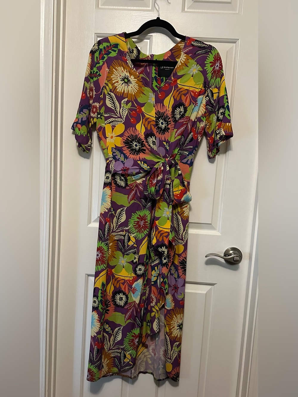 Le Superbe Purple Floral Tie-Waist Midi Dress